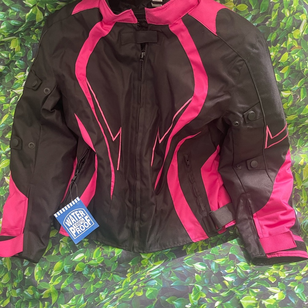 Black and pink Women’s Cordura Biker Armor Waterproof Jacket